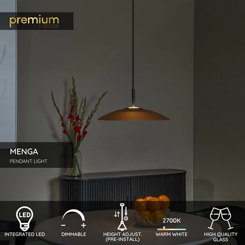 Lucide MENGA - Pendant light - Ø 40 cm - LED Dim. - 1x11W 2700K - Amber | Premium - USP